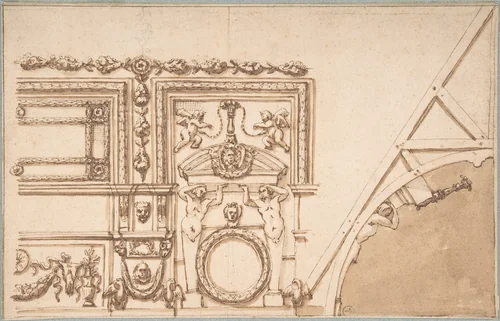 Drawing for Ceiling Decoration by anonymous, drawing, 1600-1699