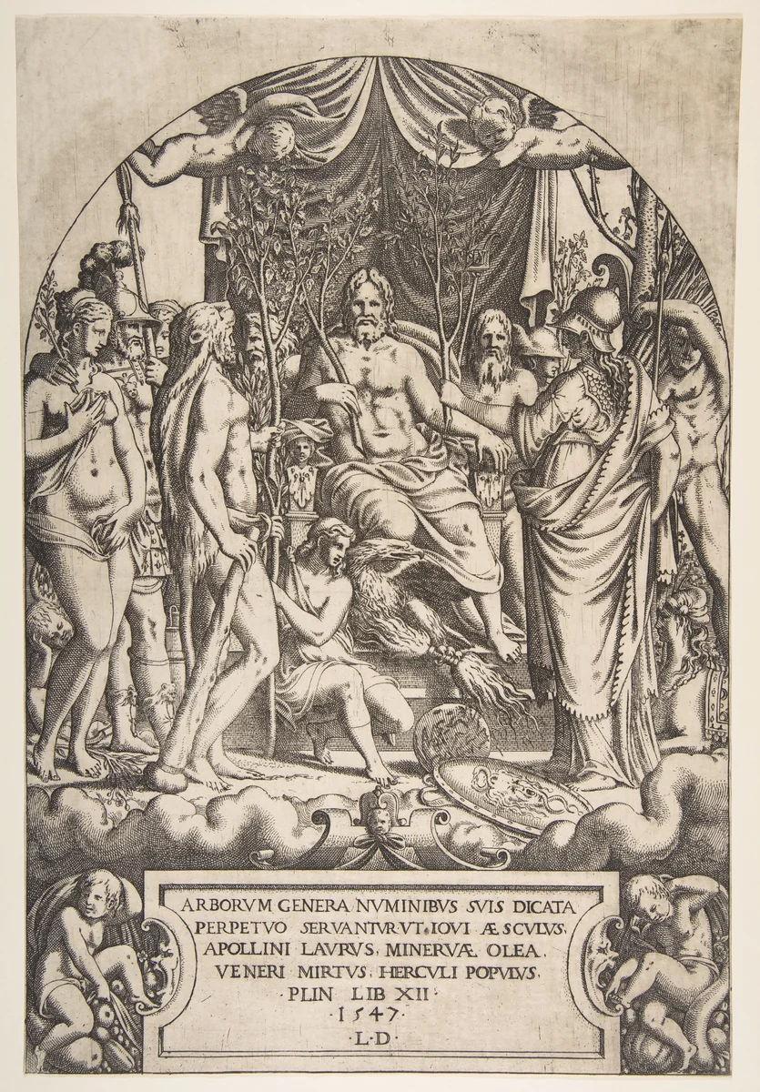 Jupiter on his Throne by Léon Davent, print, 1547