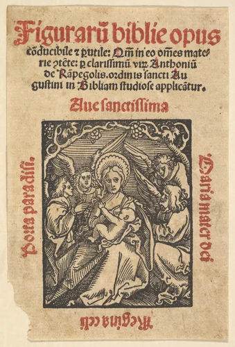 Virgin with Angels from Hortulus Animae (Das Seelengärtlein) by Hans Baldung, print, 1511