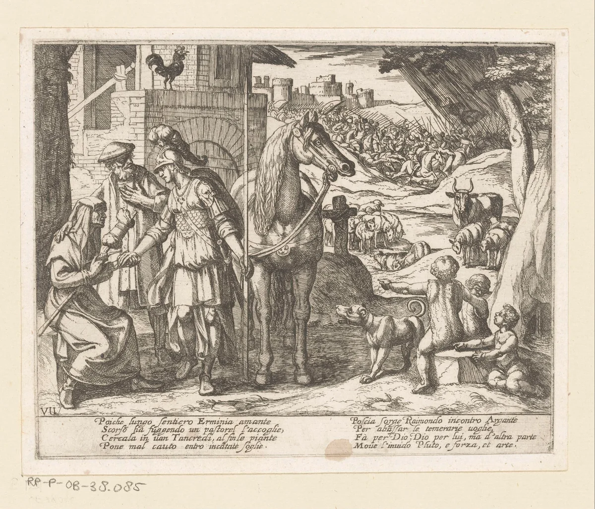 Illustratie bij Canto VII van Tasso's 'Gerusalemme Liberata' by Antonio Tempesta, print, 1565-1630