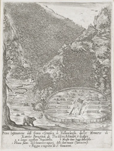 Klooster van Vallombrosa by Stefano della Bella, print, 1620-1664