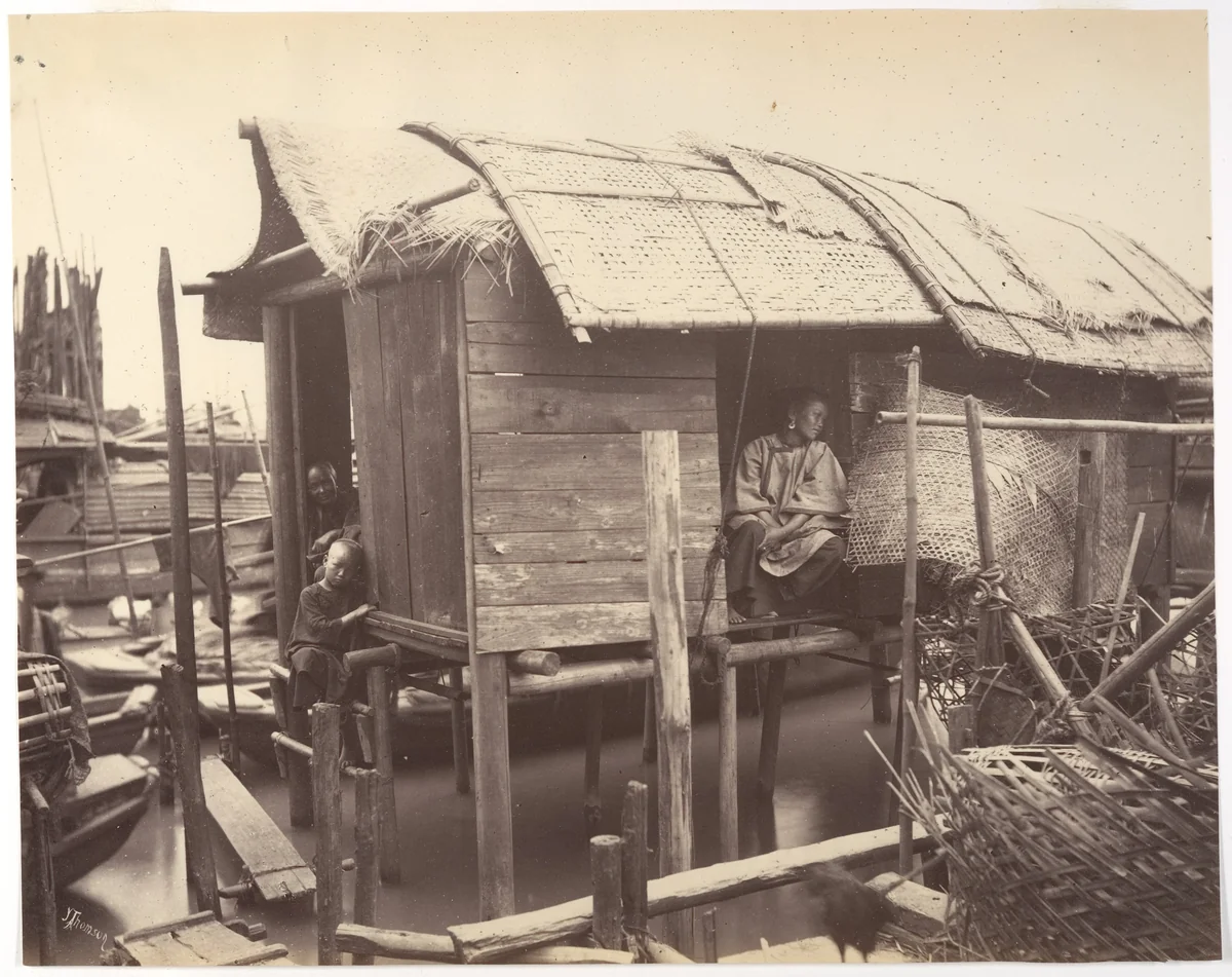 Dwelling on the Water, Canton by John Thomson, photograph, 1869