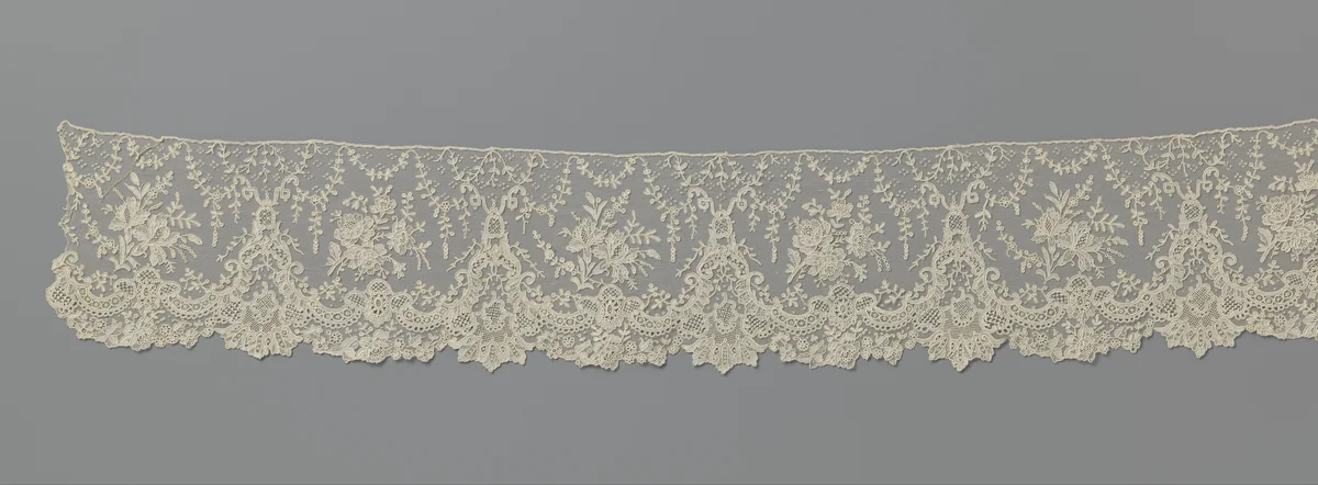 Japonstrook van naaldkant met anjer- en rozentak by anonymous, other, 1860-1870