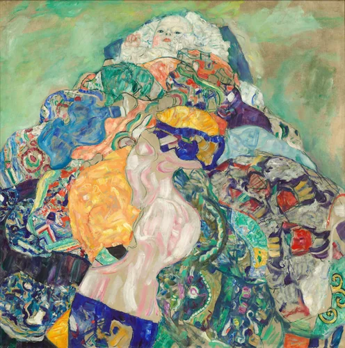 Baby (Cradle) by Gustav Klimt, painting, 1917-1918