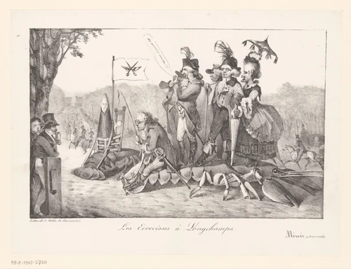 Karikatuur van zes teruggekeerde emigranten op een kreeft by Eugène Delacroix, other, 1822