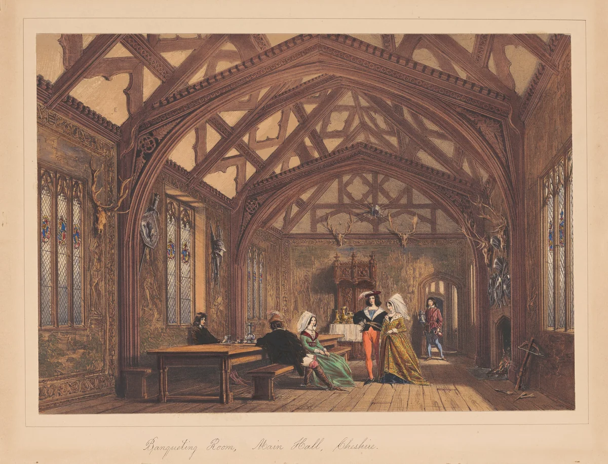 Banqueting Room, Bramhall, Cheshire by Joseph Nash, print, 1849