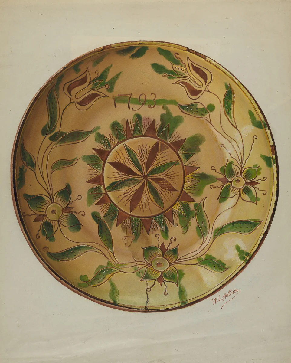 Pa. German Pie Plate by William Antrim, index of american design, 1936