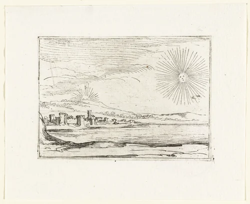 Zonsopgang by Jacques Callot, print, 1621-1635