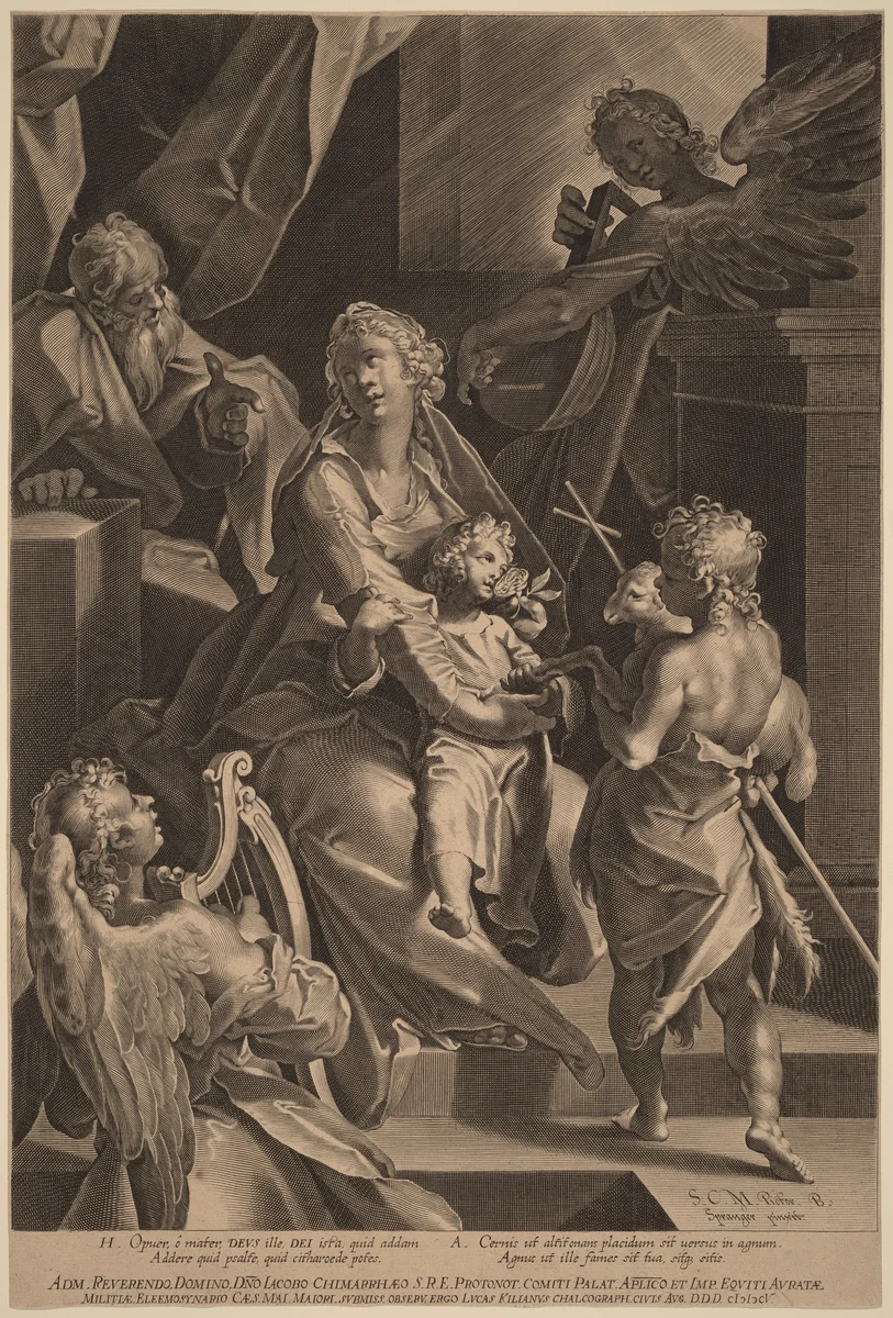 The Holy Family and Two Angels by Lucas Kilian
Bartholomaeus Spranger, print, 1605