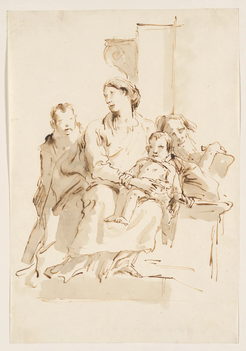 The Holy Family with Saint John by Giovanni Battista Tiepolo, drawing, 1751-1765
