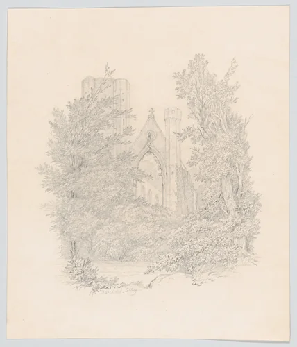View of the West Façade of Dunkeld Cathedral by Carl Gustav Carus, drawing, 1844