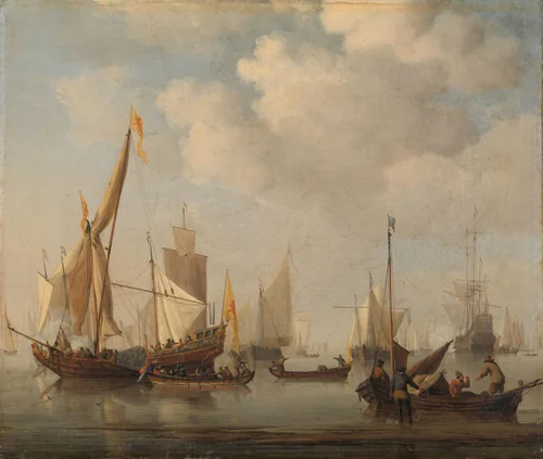 A Calm at Sea by Willem van de Velde, painting, 1650-1707