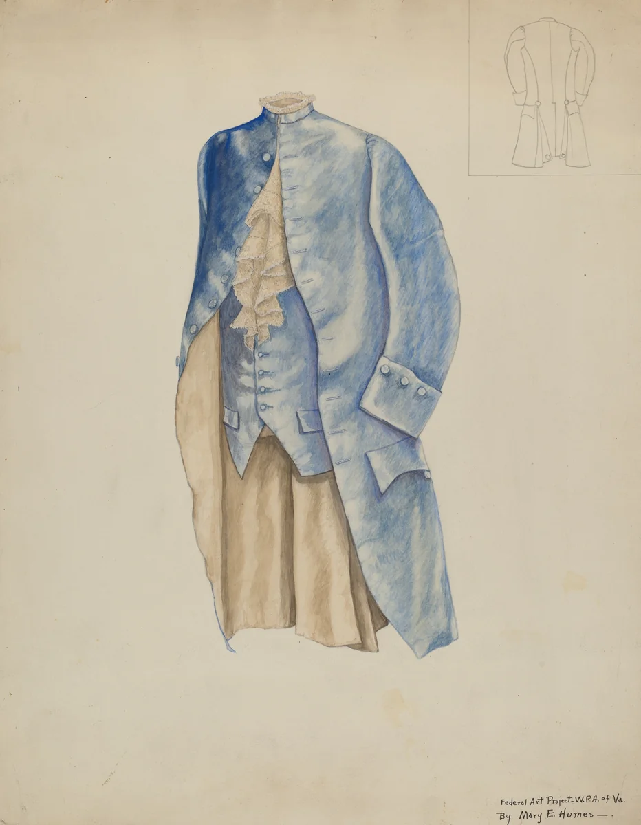 Man's Coat & Waistcoat by Mary E. Humes, index of american design, 1937