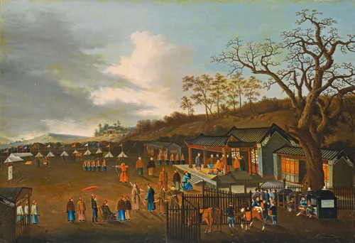 Archery Contest by Chinese Qing Dynasty, painting, 1800-1899
