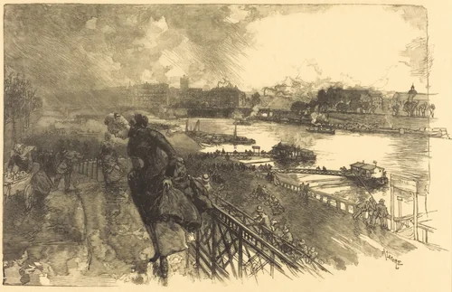 The Seine near the Austerlitz Bridge by Auguste Lepère, print, 1888