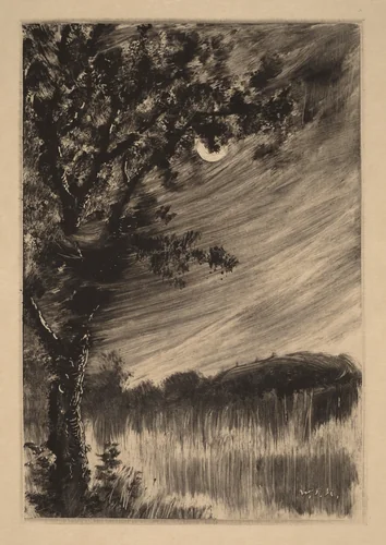 Moonlit Landscape with Tree at the Left by William Fowler Hopson, print, 1903