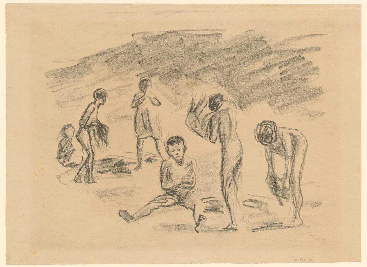 Badende jongens by Max Liebermann, print, 1857-1923