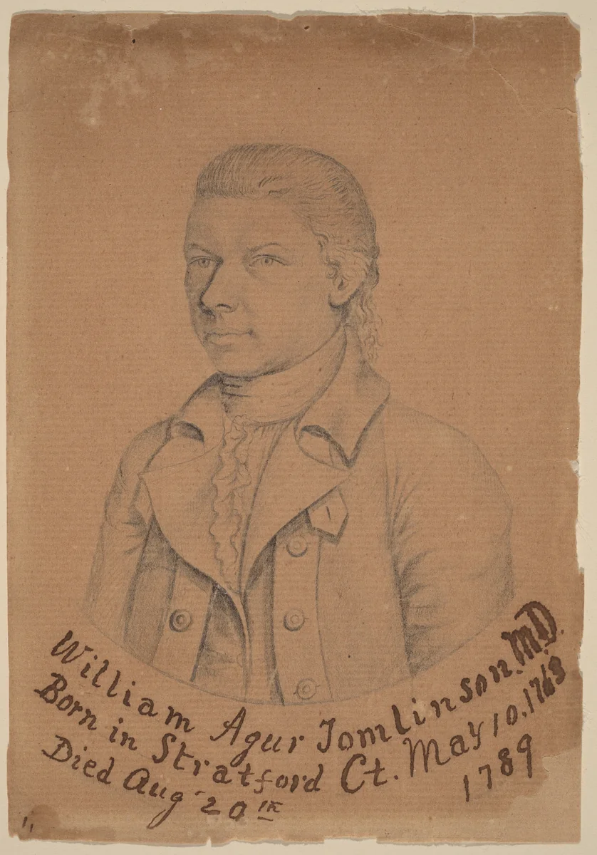 William Agur Tomlinson, M.D. by Reuben Moulthrop, drawing, 1750-1800