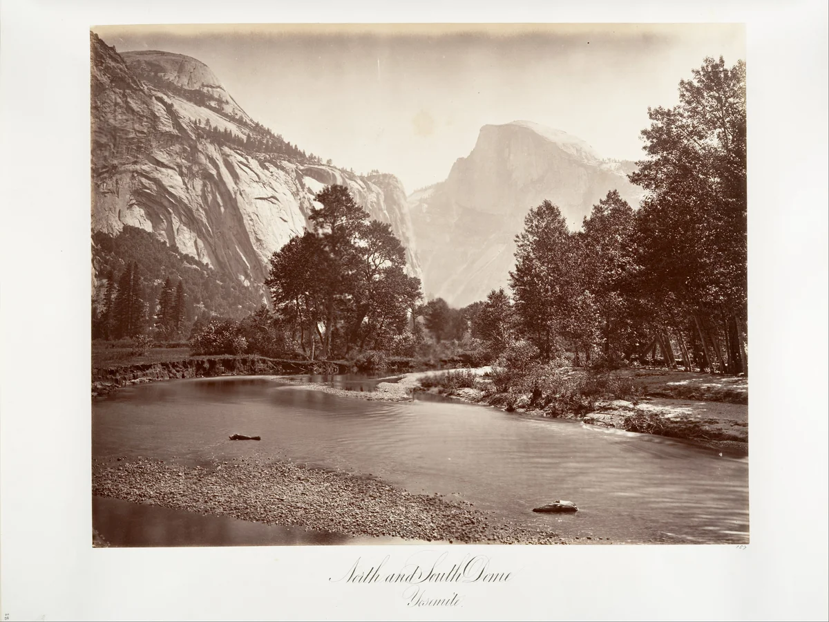 North and South Dome, Yosemite by Carleton E. Watkins, photograph, 1870-1874