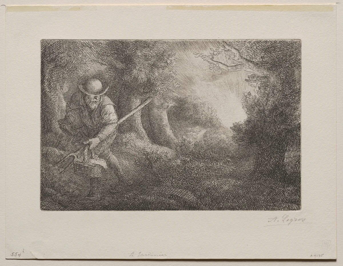 The Gardener by Alphonse Legros, print, 1857-1911