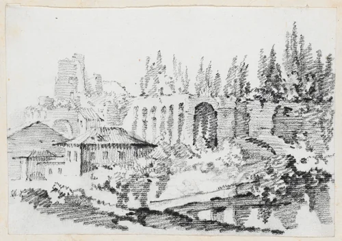Ruins of the Imperial Palaces on the Palatine Hill by Joseph-Marie Vien, drawing, 1744-1750