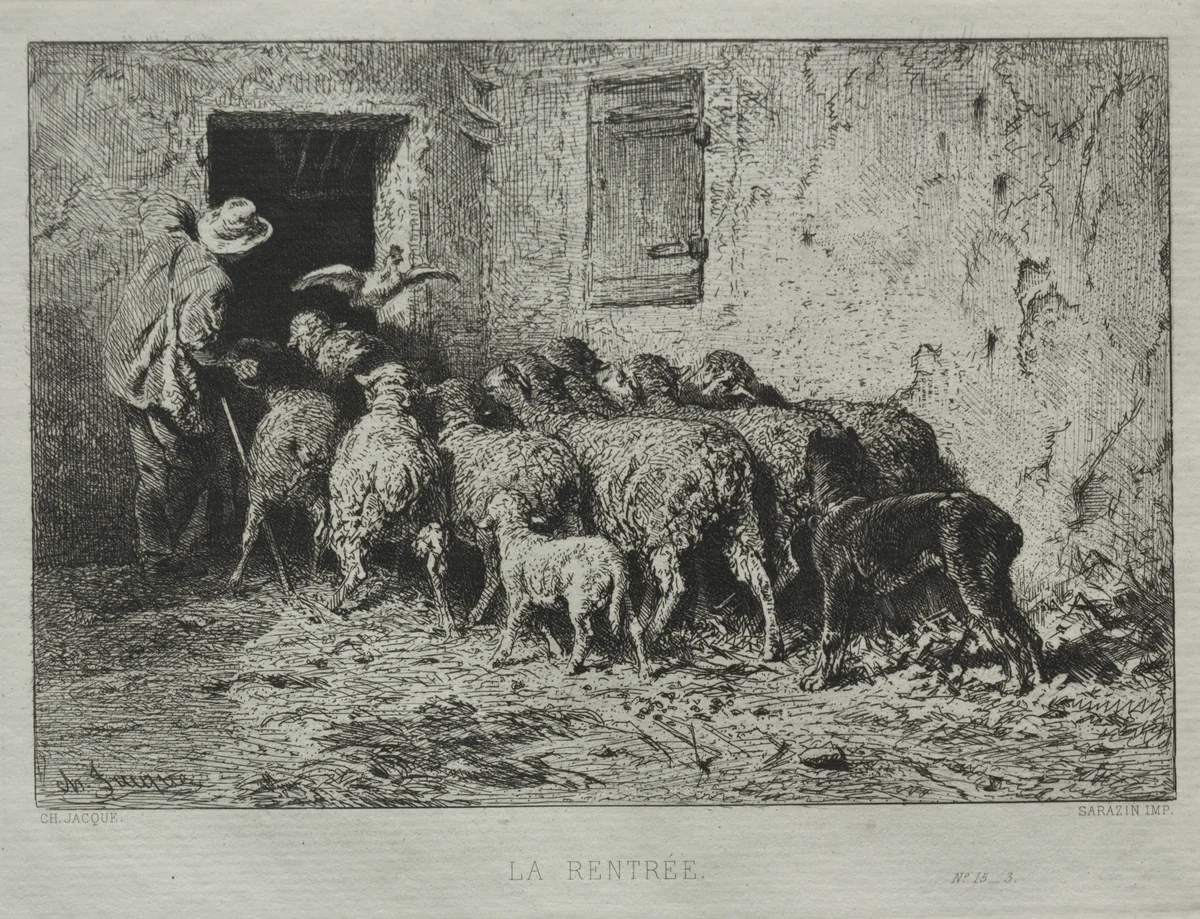 The Return by Charles-Émile Jacque, print, 1864