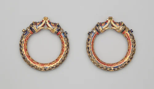 Pair of Bracelets with Confronting Makara Heads (Karas) by India Rajasthan, metalwork, 1801-1900