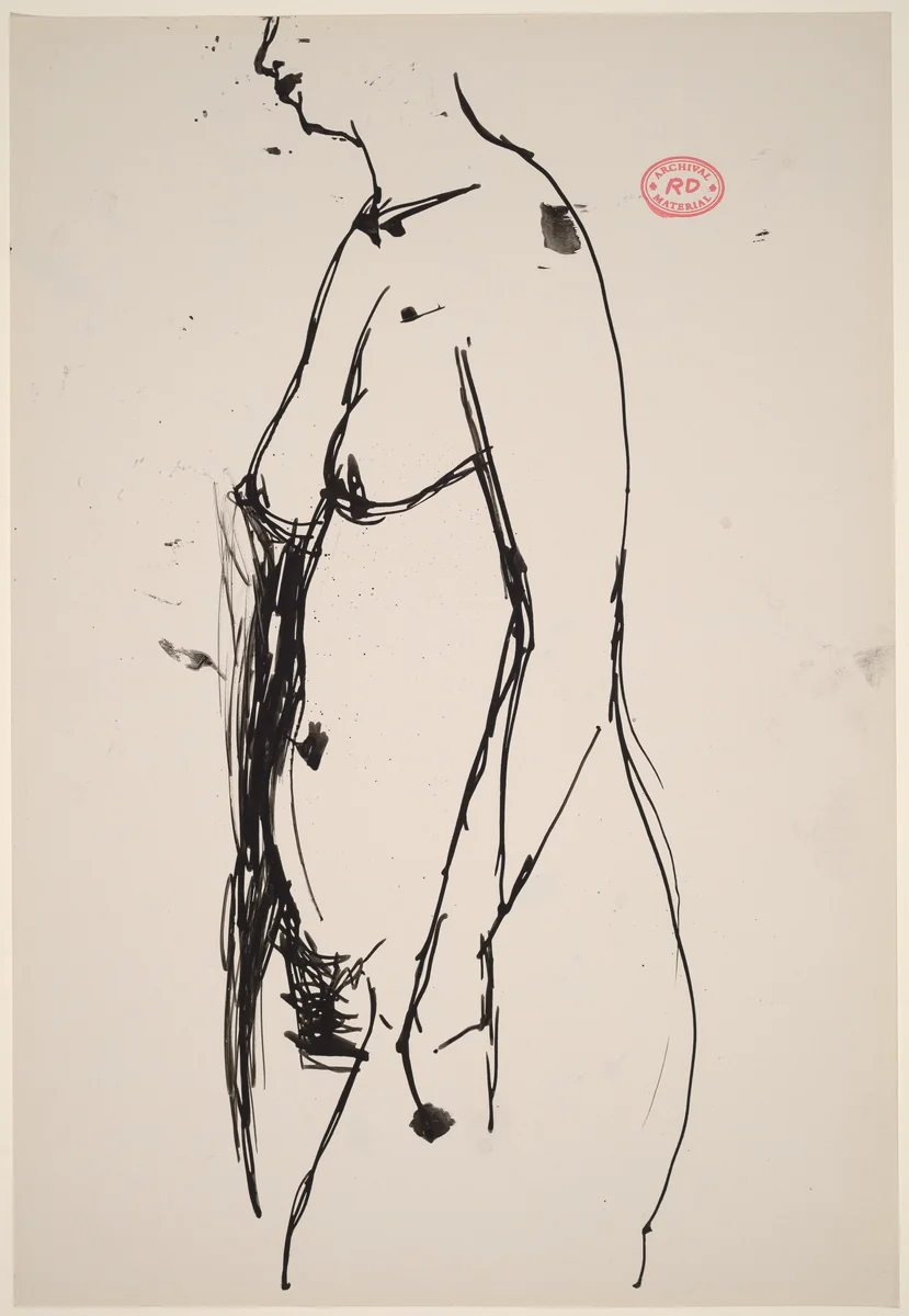 Untitled [standing female nude turned left] by Richard Diebenkorn, drawing, 1955-1967