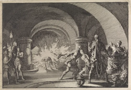 Graf van David op bevel van Herodes voor de tweede keer geopend by Jan Luyken, print, 1704