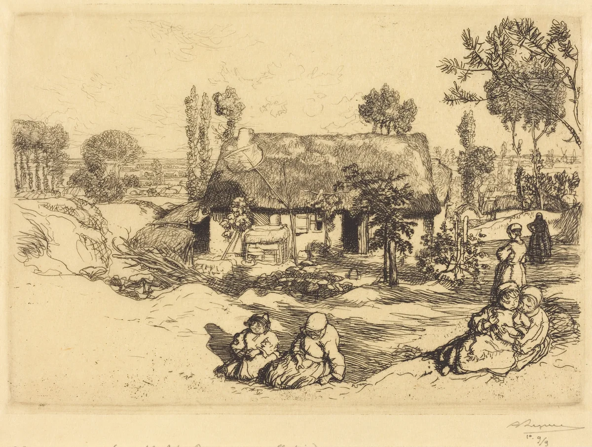 Shelter for the Poor, Vendee (Le nid de pauvres, Vendee) by Auguste Lepère, print, 1909