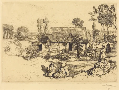 Shelter for the Poor, Vendee (Le nid de pauvres, Vendee) by Auguste Lepère, print, 1909