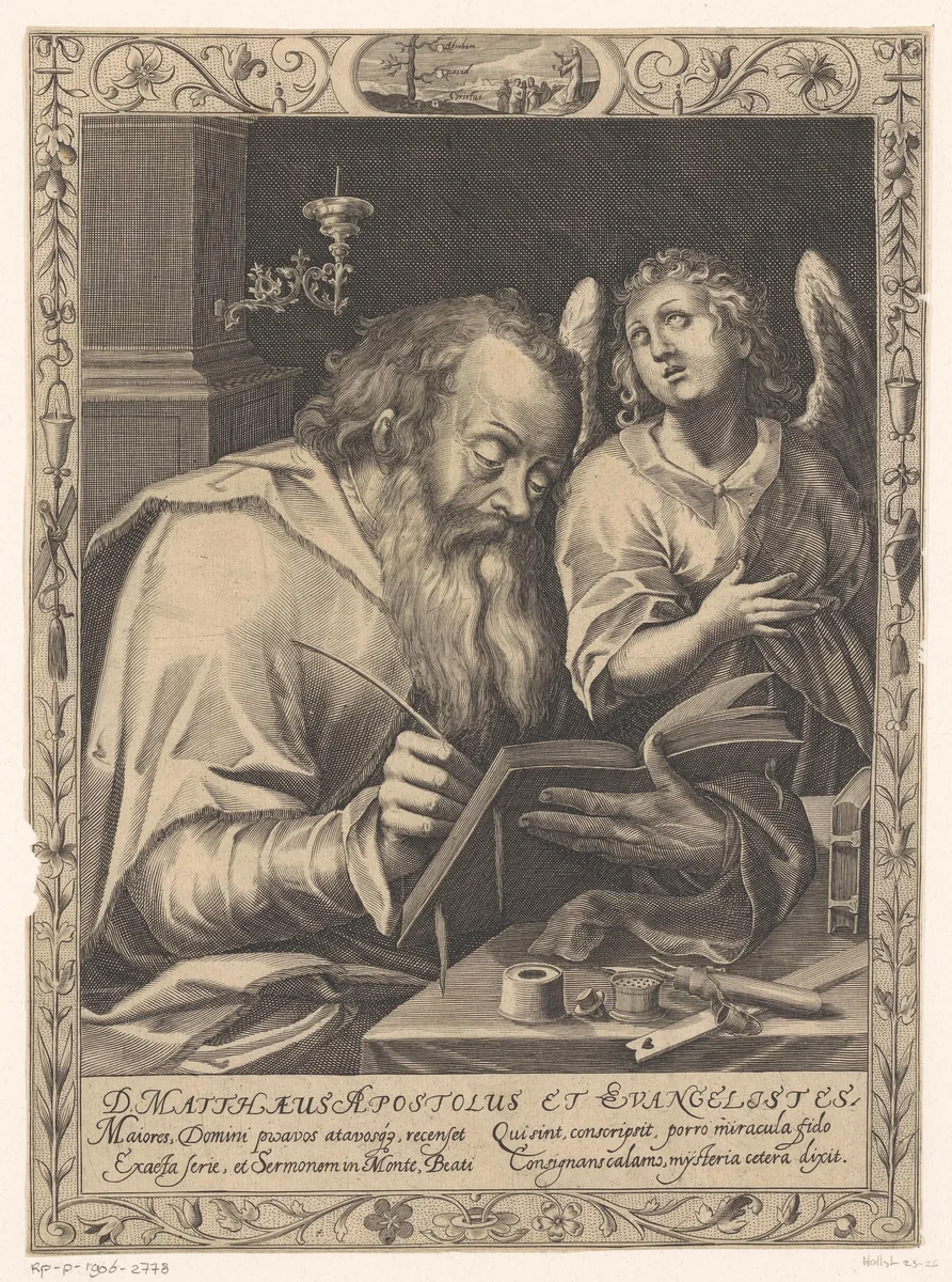Mattheus de apostel en evangelist by Dietrich Krüger, print, 1615