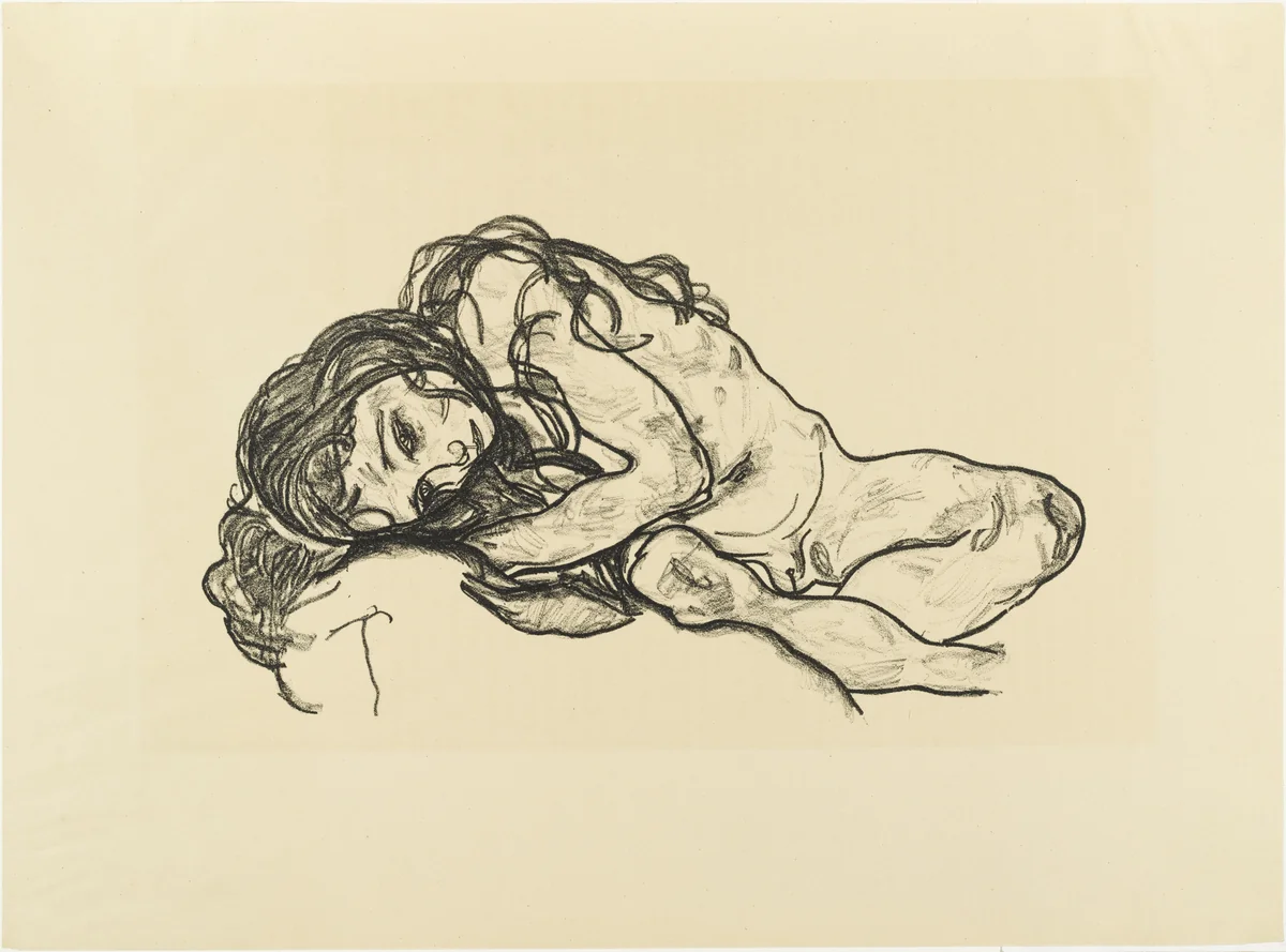 Girl (Mädchen) from The Graphic Work of Egon Schiele (Das Graphische Werk von Egon Schiele) by Egon Schiele, print, 1918