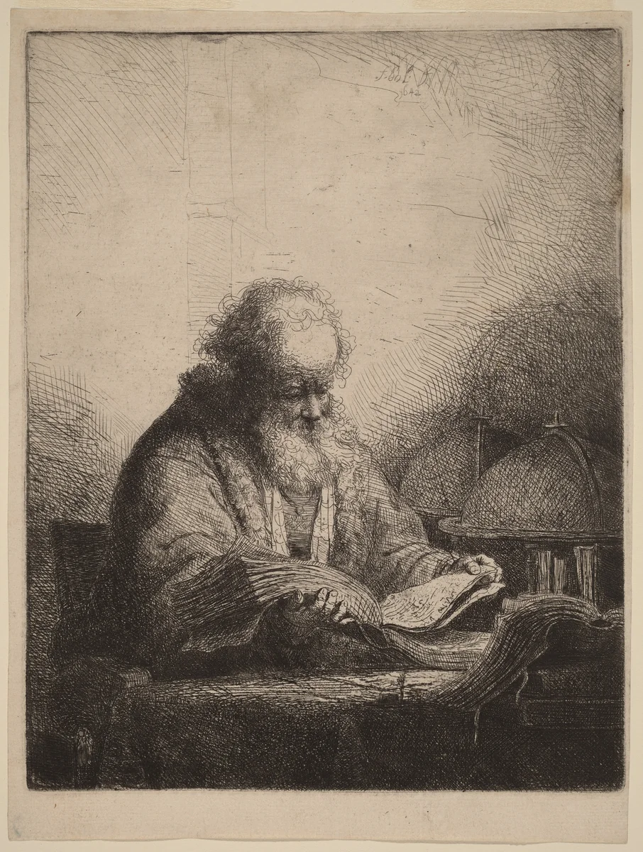 An Old Man Reading by Ferdinand Bol, print, 1642