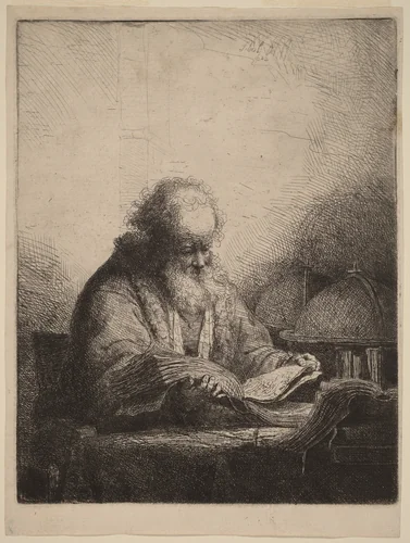 An Old Man Reading by Ferdinand Bol, print, 1642