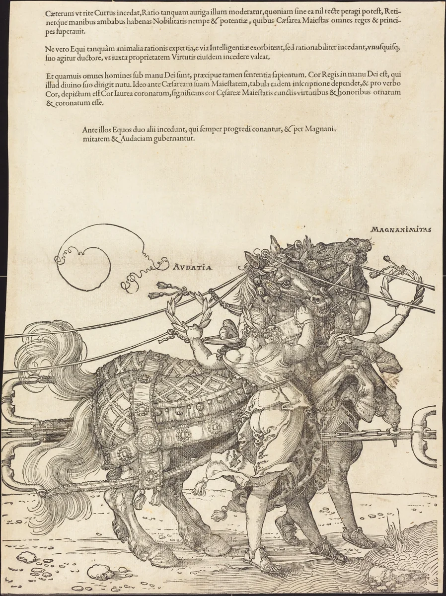 The Triumphal Chariot of Maximilian I (The Great Triumphal Car) [plate 7 of 8] by Albrecht Dürer, print, 1522