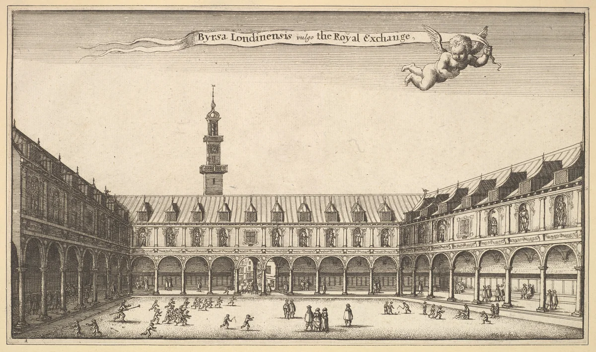 Royal Exchange by Wenceslaus Hollar, print, 1647