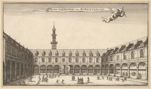 Royal Exchange by Wenceslaus Hollar, print, 1647