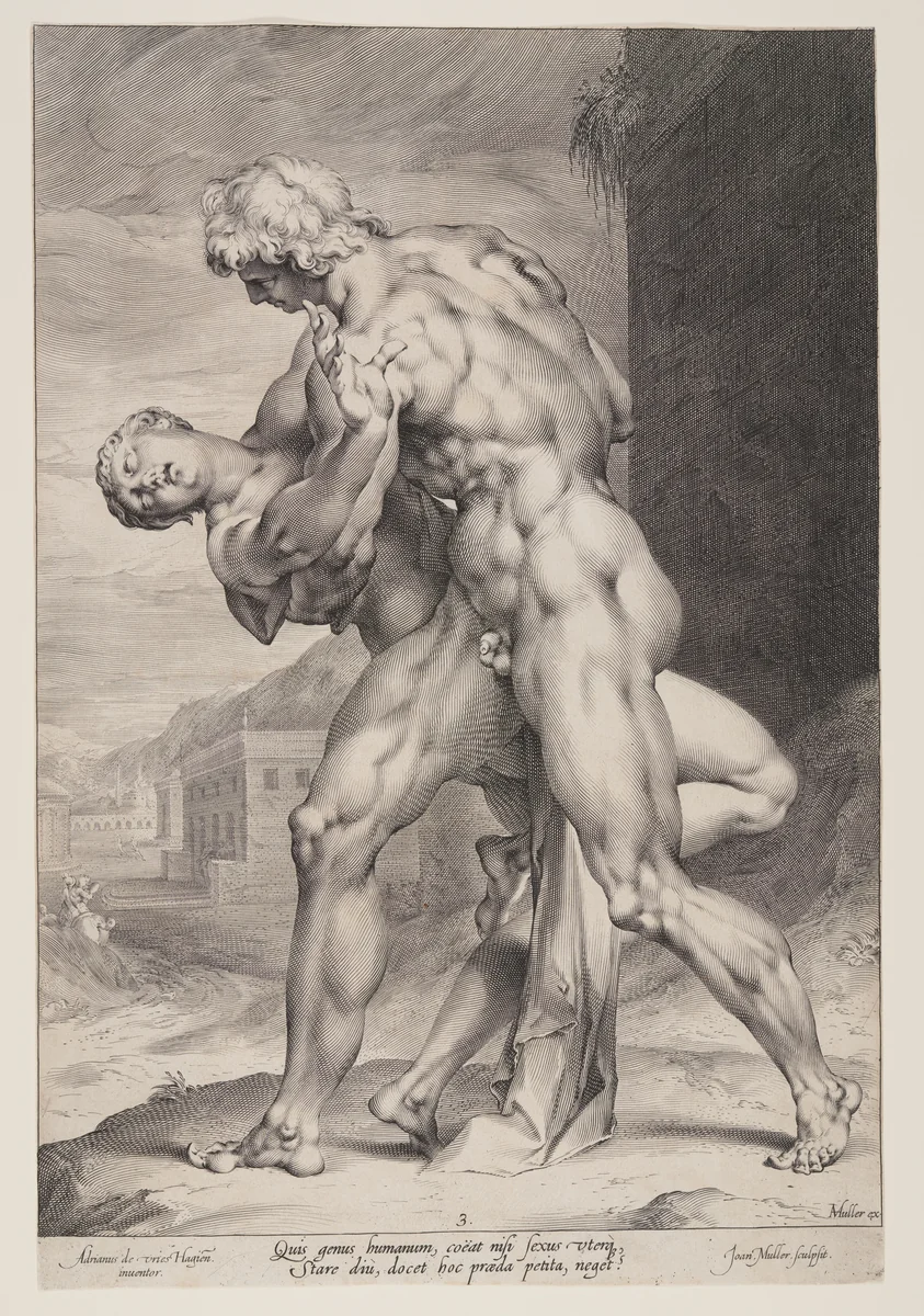 The Abduction of a Sabine Woman by Jan Harmensz. Muller, print, 1593-1603