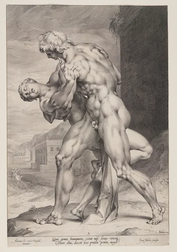 The Abduction of a Sabine Woman by Jan Harmensz. Muller, print, 1593-1603