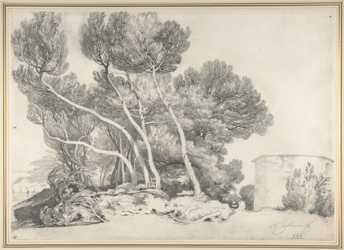 Landscape by Alexandre Calame, drawing, 1825-1864