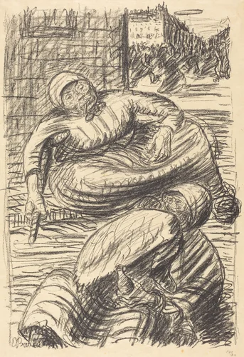 Street in Warsaw by Ernst Barlach, print, 1915