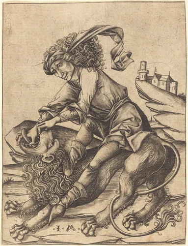 Samson and the Lion by Israhel van Meckenem, print, 1475