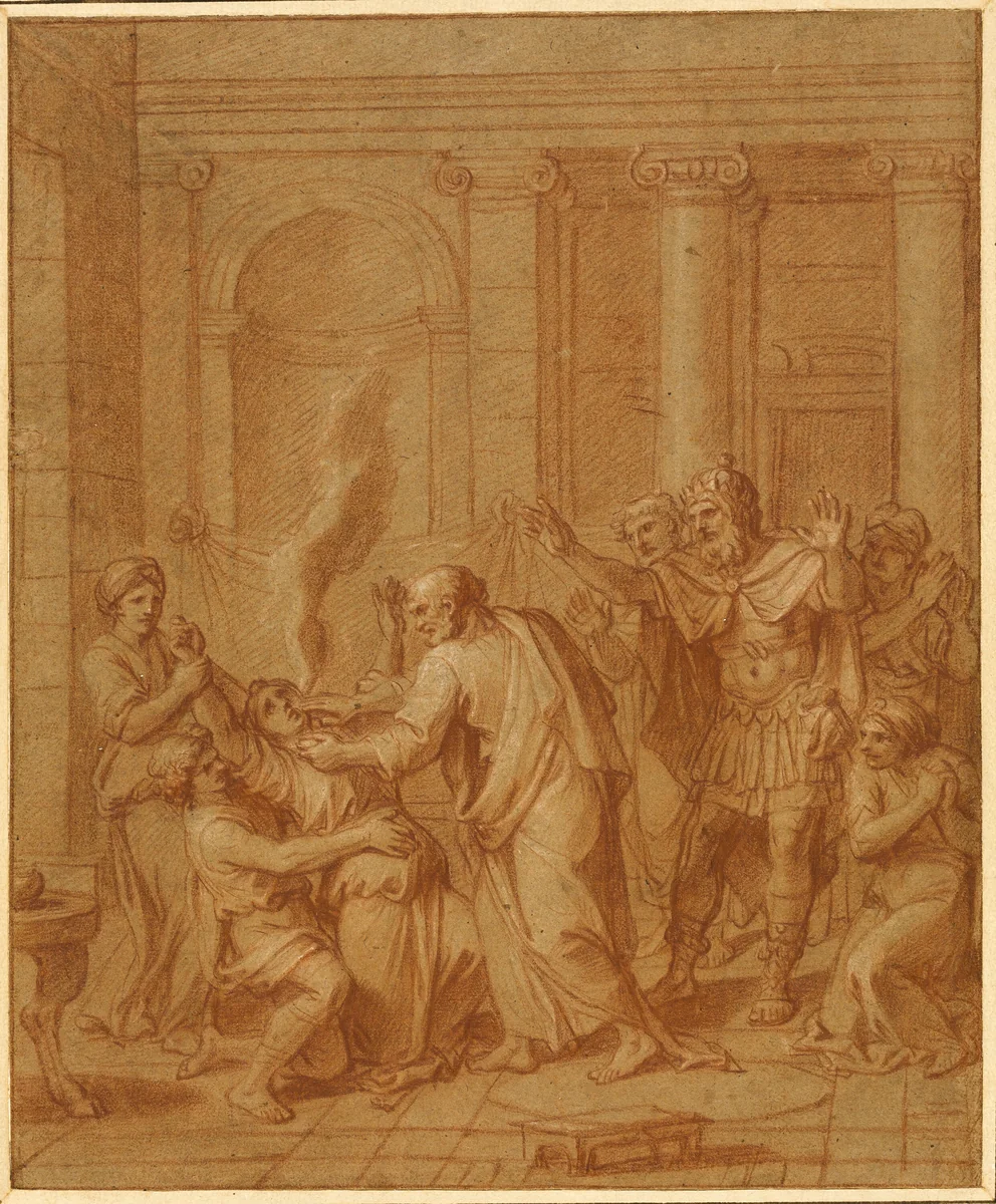 Death of Sapphira by François Verdier, drawing, 1639-1730