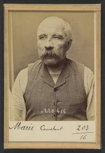 Marie. Constant. 53 ans, né le 27/8/38 à Ste-Houvrince (Calvados). Garçon rnarçon. Anarchiste. 2/7/94. by Alphonse Bertillon, photograph, 1894
