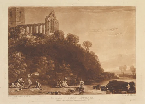 Dumblain Abbey, Scotland, part XI, plate 56 from "Liber Studiorum" by Joseph Turner, print, 1816