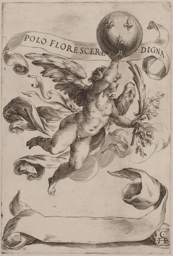 Genius with the Medici Coat-of-Arms by Cherubino Alberti, print, 1605
