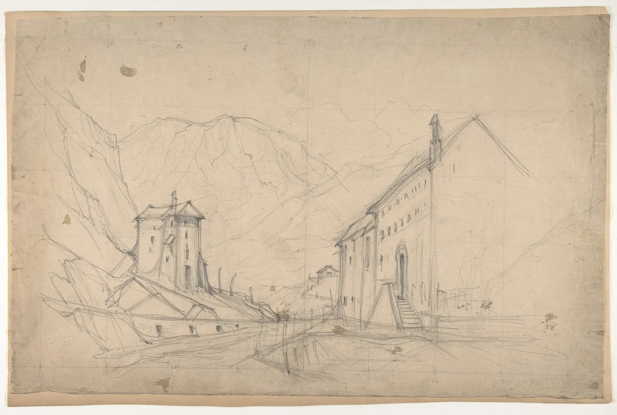 Design for a Stage Set at the Opéra, Paris by Eugène Cicéri, drawing, 1830-1890