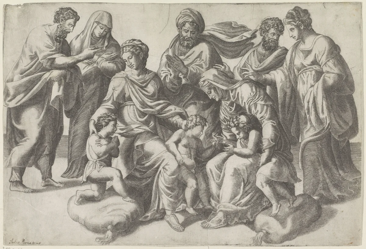 Heilige Maagschap by Giulio Bonasone, print, 1501-1580