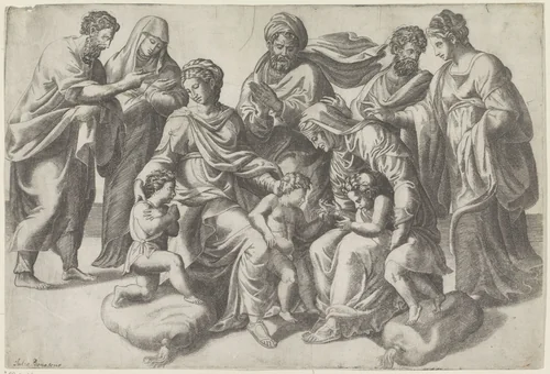 Heilige Maagschap by Giulio Bonasone, print, 1501-1580